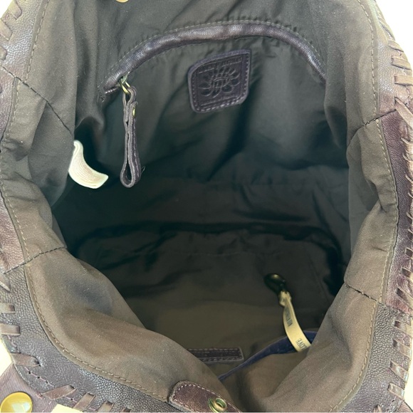 LUCKY BRAND Eggplant Purple Smooth Leather Studded Stitching Accent Shoulder Bag - Picture 9 of 12